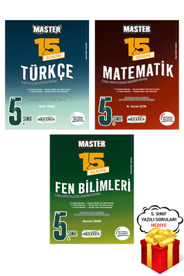 5. Sınıf Master Türkçe Matematik Fen Bilimleri 15 li Deneme Seti Okyanus Yayınları - Hediyeli