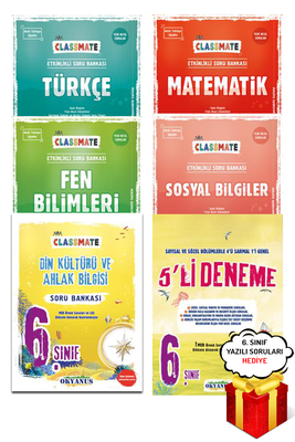 6. Sınıf Classmate Tüm Dersler Soru Bankası ve 5 li Deneme 6 Kitap Okyanus Yayınları - Hediyeli