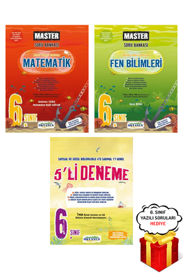 6. Sınıf Master Matematik Fen Bilimleri Soru Bankası Seti ve 5li Deneme Okyanus Yayınları - Hediyeli