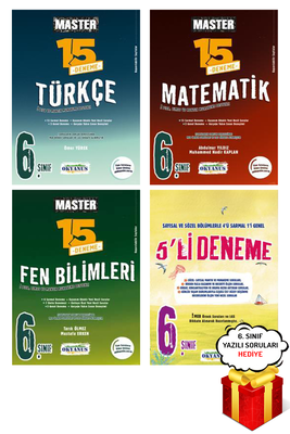 6. Sınıf Master Türkçe Matematik Fen 15 li Deneme Seti ve 5 li Deneme Okyanus Yayınları - Hediyeli