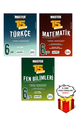 6. Sınıf Master Türkçe Matematik Fen Bilimleri 15 li Deneme Seti Okyanus Yayınları - Hediyeli