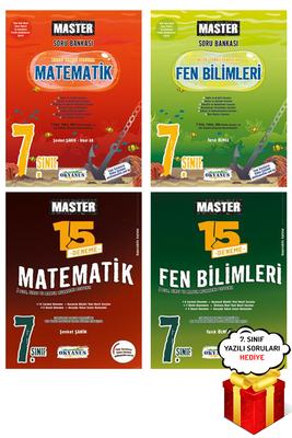 7. Sınıf 4'lü Matematik ve Fen Bilimleri Soru Bankası Deneme Seti Okyanus Yayınları - Hediyeli