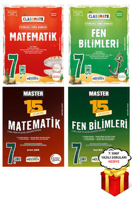 7. Sınıf 4'lü Matematik ve Fen Bilimleri Soru Bankası Seti Okyanus Yayınları - Hediyeli