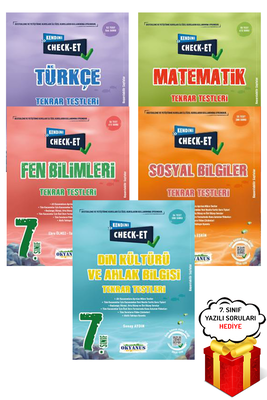 7. Sınıf Check-Et Tüm Dersler Tekrar Testleri 5 Kitap Okyanus Yayınları - Hediyeli