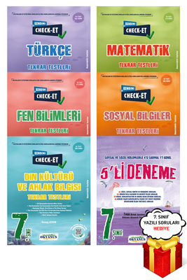 7. Sınıf Check-Et Tüm Dersler Tekrar Testleri ve 5li Deneme Seti Okyanus Yayınları - Hediyeli