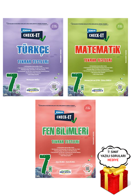 7. Sınıf Check-Et Türkçe Matematik Fen Bilimleri Tekrar Testleri Okyanus Yayınları - Hediyeli