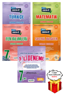 7. Sınıf Check-Et Türkçe Matematik Fen Sosyal Tekrar Testleri ve 5li Deneme Okyanus - Hediyeli