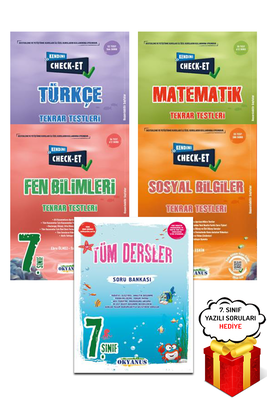 7. Sınıf Check-Et Türkçe Matematik Fen Sosyal Tekrar Testleri ve Tüm Dersler SB Okyanus - Hediyeli