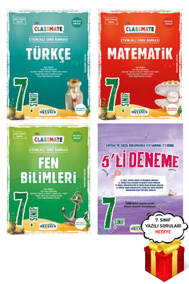 7. Sınıf Classmate Türkçe Matematik Fen Soru Bankası ve 5li Deneme Okyanus Yayınları - Hediyeli