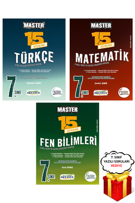 7. Sınıf Master Türkçe Matematik Fen Bilimleri 15 li Deneme Seti Okyanus Yayınları - Hediyeli