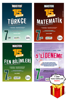 7. Sınıf Master Türkçe Matematik Fen Bilimleri 15 li Deneme Seti ve 5li Deneme Okyanus - Hediyeli