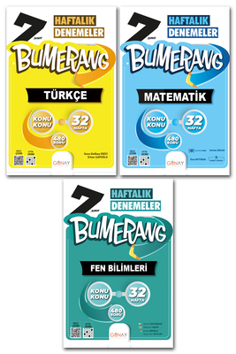 7. Sınıf Türkçe Matematik Fen Bilimleri Bumerang Haftalık Denemeler Günay Yayınları