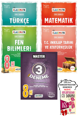 8. Sınıf LGS Classmate Türkçe Matematik Fen İnkılap SB ve Master 3 Deneme Seti Okyanus - Hediyeli