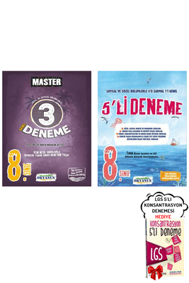 8. Sınıf LGS Master 3'lü Deneme ve 5'li Deneme Seti Okyanus Yayınları - Hediyeli