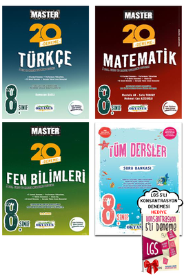 8. Sınıf LGS Master Türkçe Matematik Fen 20'li Deneme Seti ve Tüm Dersler SB Okyanus - Hediyeli