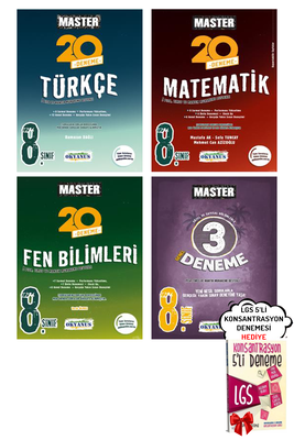 8. Sınıf LGS Master Türkçe Matematik Fen 20'li Deneme ve 3 Deneme Seti Okyanus Yayınları - Hediyeli