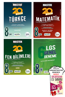 8. Sınıf LGS Master Türkçe Matematik Fen 20'li Deneme ve 6'lı Genel Deneme Seti Okyanus - Hediyeli