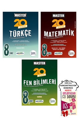 8. Sınıf LGS Master Türkçe Matematik Fen Bilimleri 20'li Deneme Seti Okyanus Yayınları - Hediyeli