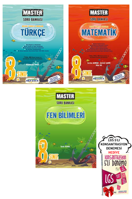 8. Sınıf LGS Master Türkçe Matematik Fen Bilimleri Soru Bankası Seti Okyanus Yayınları - Hediyeli