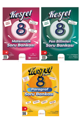 8. Sınıf LGS Matematik Fen Bilimleri Paragraf Soru Bankası Keşfet Seti Günay Yayınları