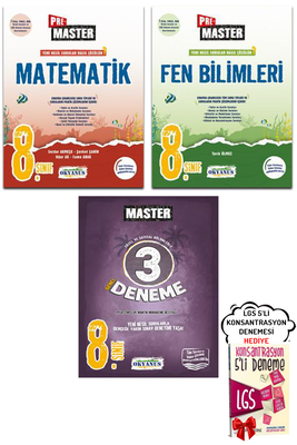 8. Sınıf LGS Pre Master Matematik Fen Bilimleri Soru Bankası ve 3 Deneme Seti Okyanus - Hediyeli