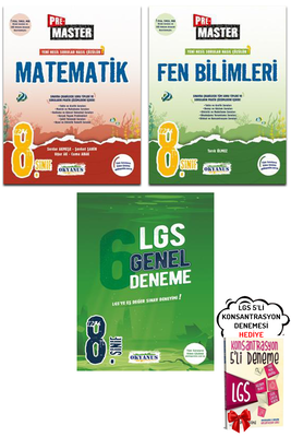 8. Sınıf LGS Pre Master Matematik Fen Soru Bankası ve 6'lı Genel Deneme Seti Okyanus - Hediyeli