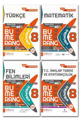 8. Sınıf LGS Türkçe Matematik Fen İnkılap Soru Bankası Bumerang Etkinlikli Defter Günay Yayınları