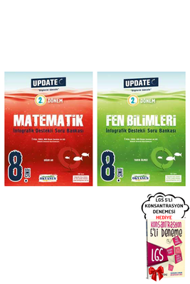 8. Sınıf LGS Update 2. Dönem Matematik Fen Bilimleri Soru Bankası Okyanus Yayınları - Hediyeli