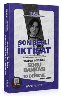 İndeks Akademi 2024 KPSS A Grubu İktisat Son Beşli Soru Bankası ve 10 Deneme Çözümlü - Emel Aksaç İndeks Akademi Yayıncılık