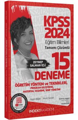 İndeks Akademi 2024 KPSS Eğitim Bilimleri Öğretim Yöntem Teknikleri, Program Geliştirme 15 Deneme Çözümlü - Zeynep Salman İçli İndeks Akademi Yayıncılık