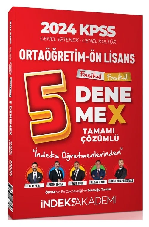 İndeks Akademi 2024 KPSS Lise Ortaöğretim Ön Lisans 5 DenemeX Fasikül Çözümlü İndeks Akademi Yayıncılık