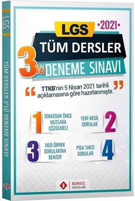 Sonuç Yayınları LGS Tüm Dersler 3 Lü Deneme 2021-2022